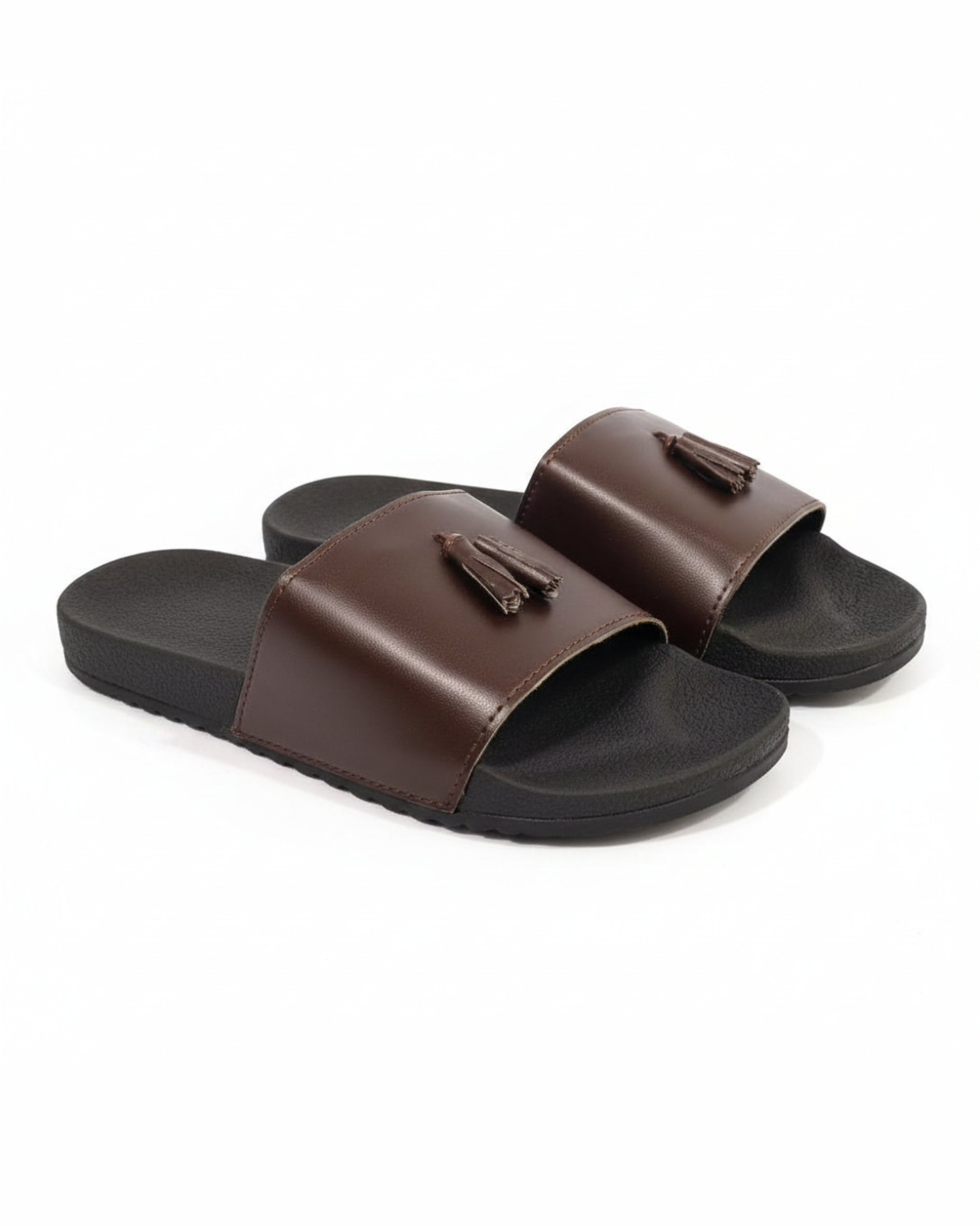 Black Camel PVC Tassel Style Slide