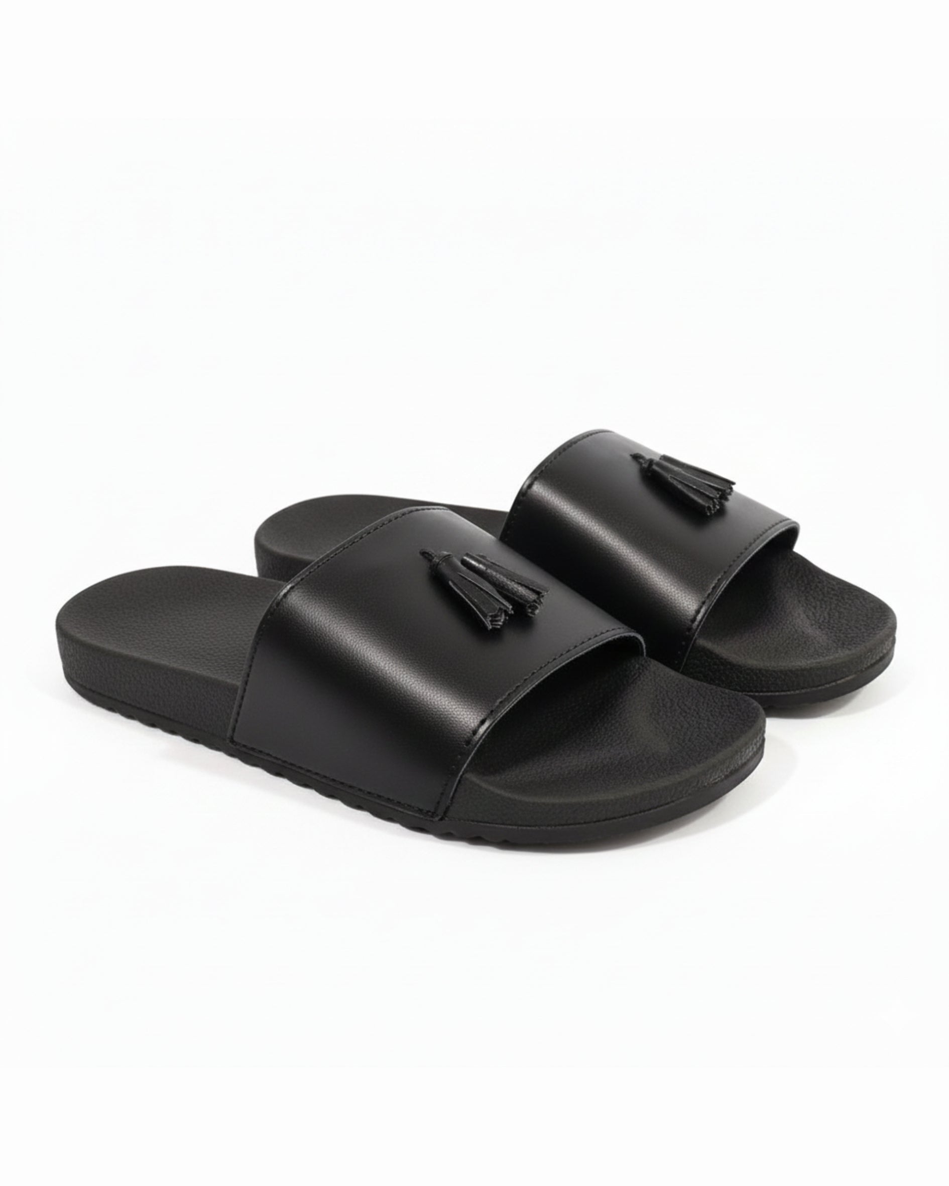 Black Camel PVC Tassel Style Slide