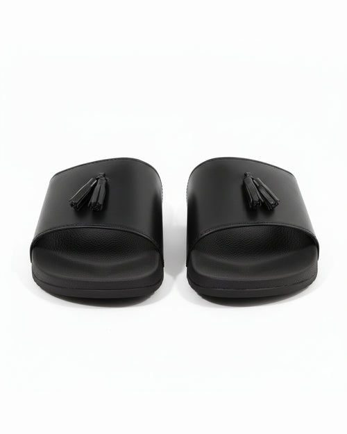 Black Camel PVC Tassel Style Slide