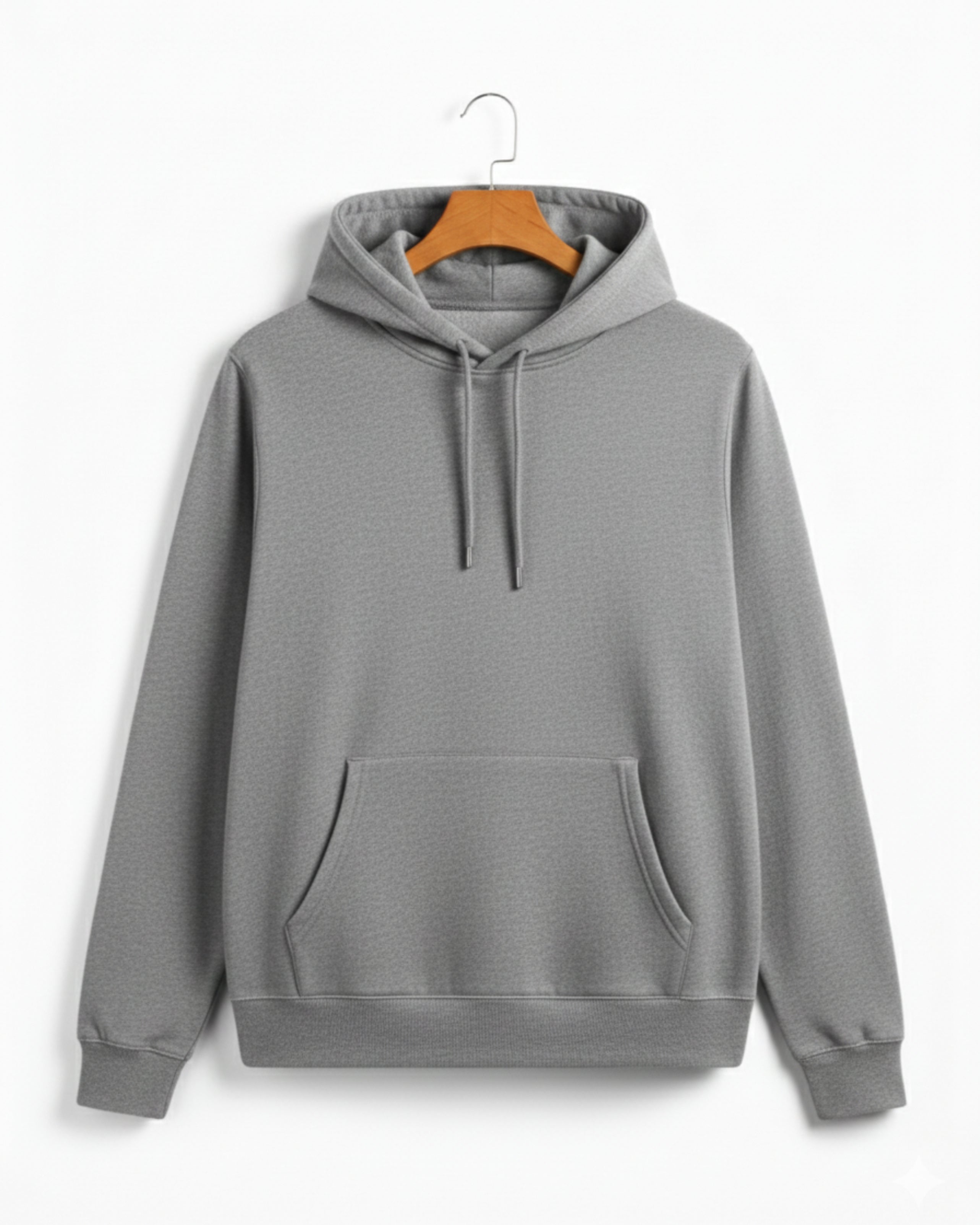 Grey Fleece Plain Hoodie