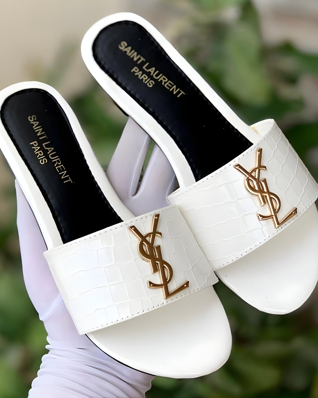 White YSL Slide