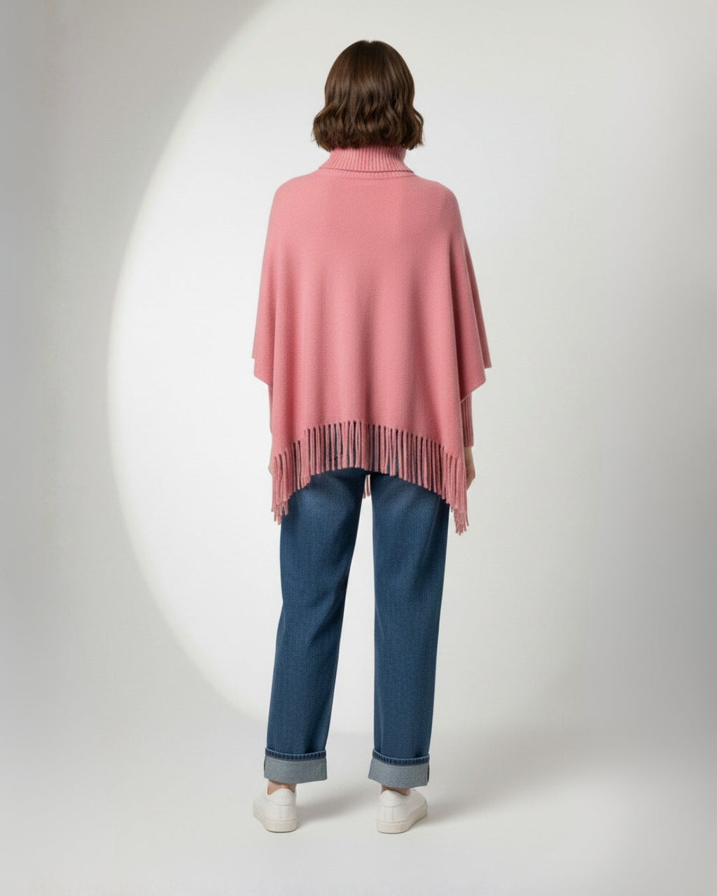 Fleece Poncho with High Neck