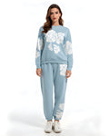Aqua Fleece Printed Sweatshirt Tracksuit