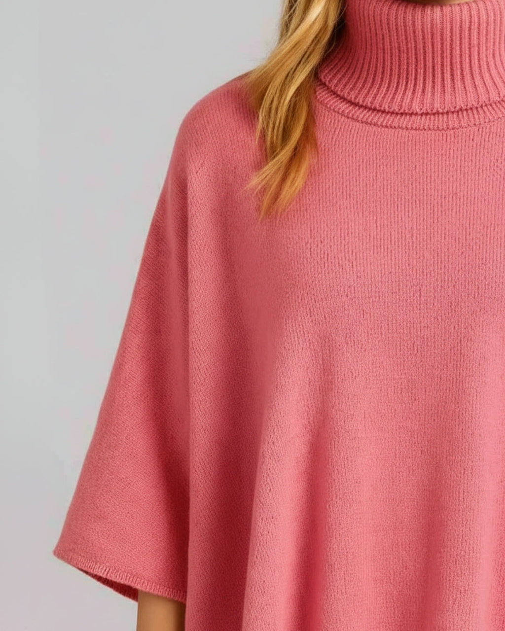 Fleece Poncho with High Neck