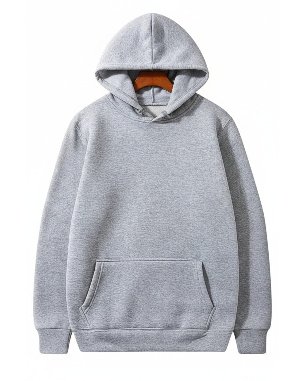 Grey Plain Round Neck Hoodie