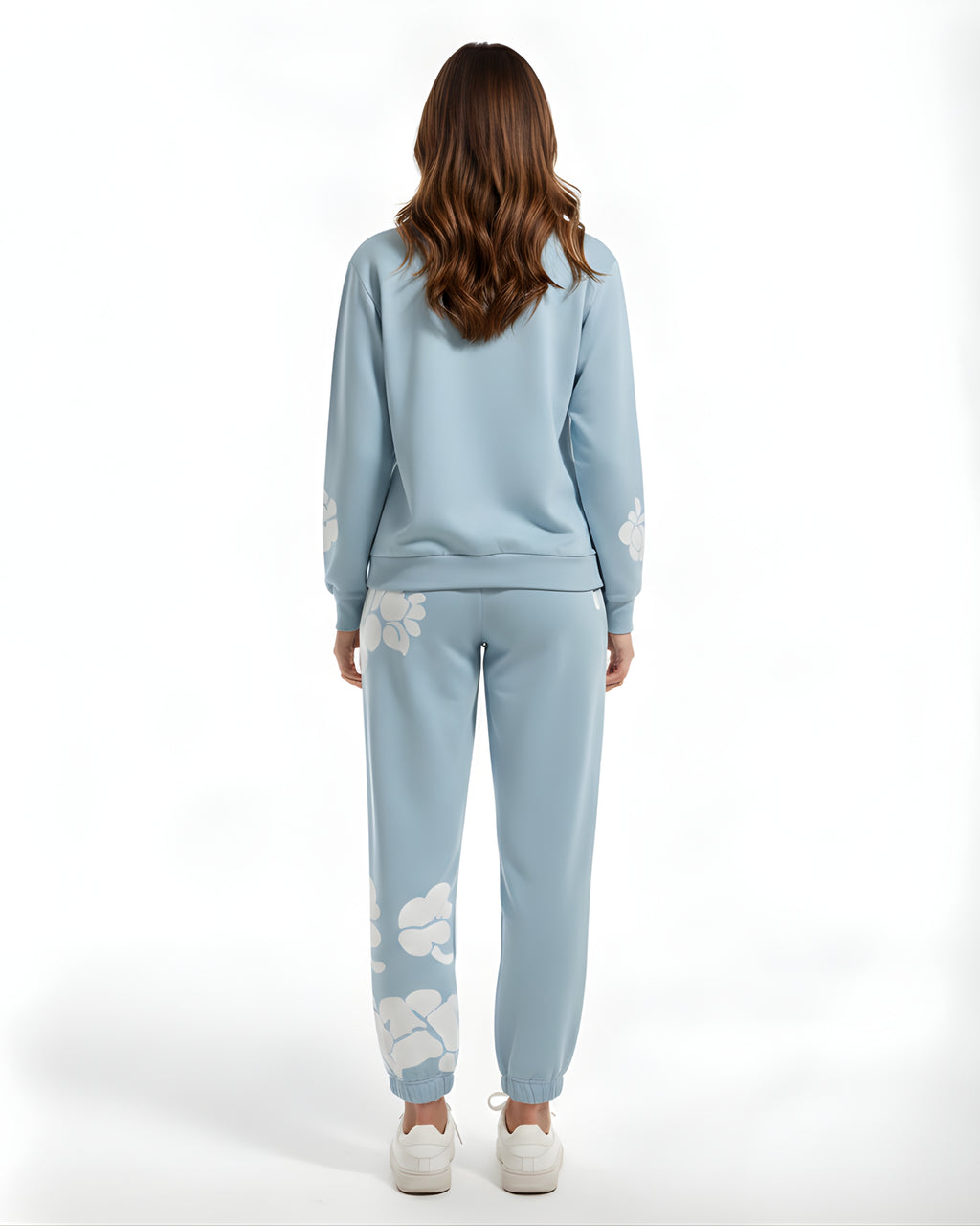 Aqua Fleece Printed Sweatshirt Tracksuit