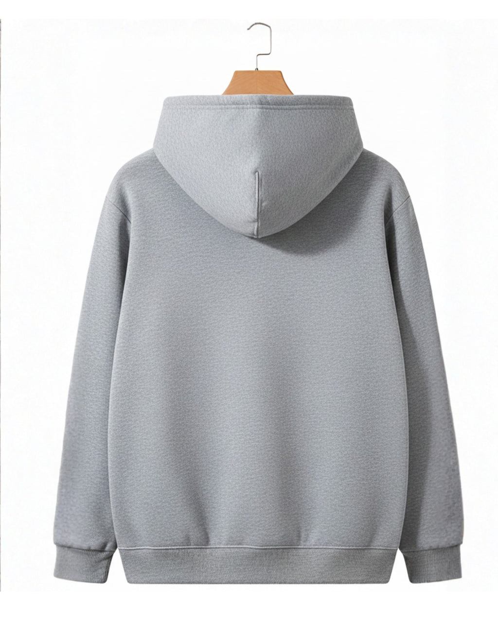 Grey Plain Round Neck Hoodie