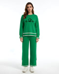 Green Printed Fleece Tracksuit