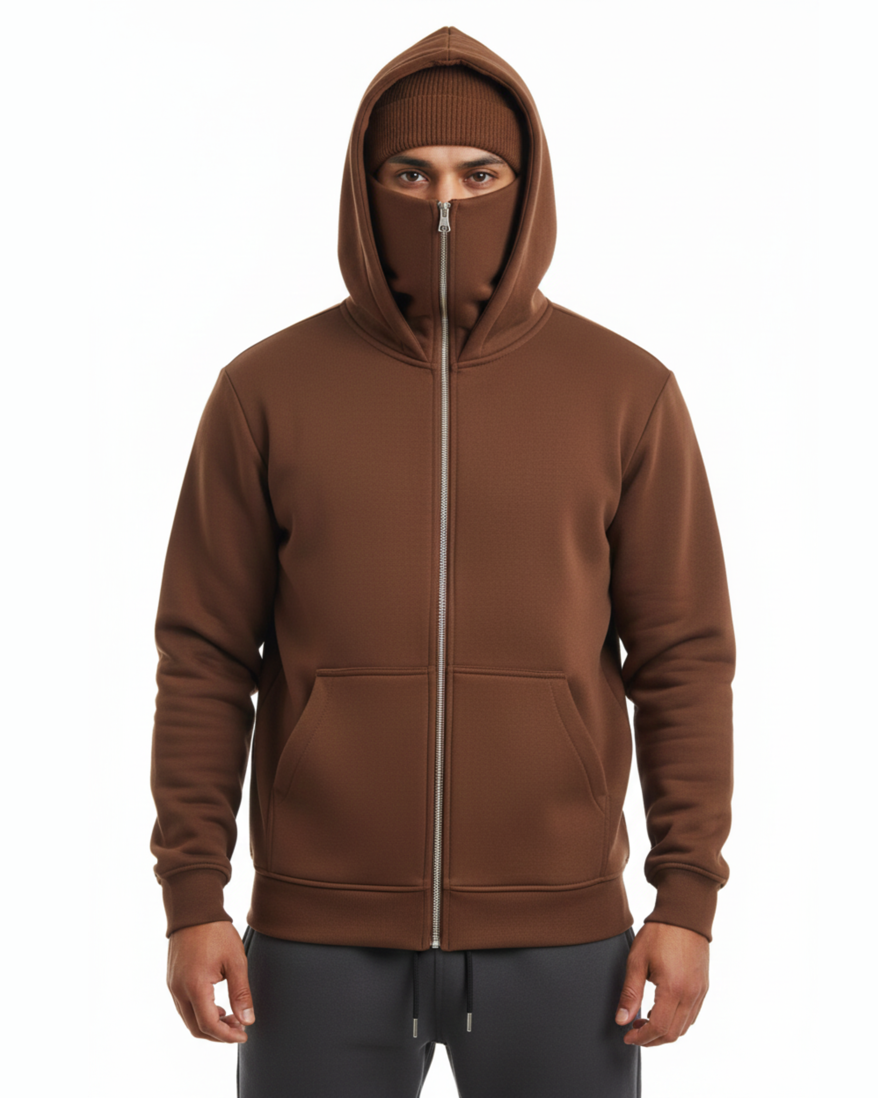 Balaclava Ninja Brown Hoodie