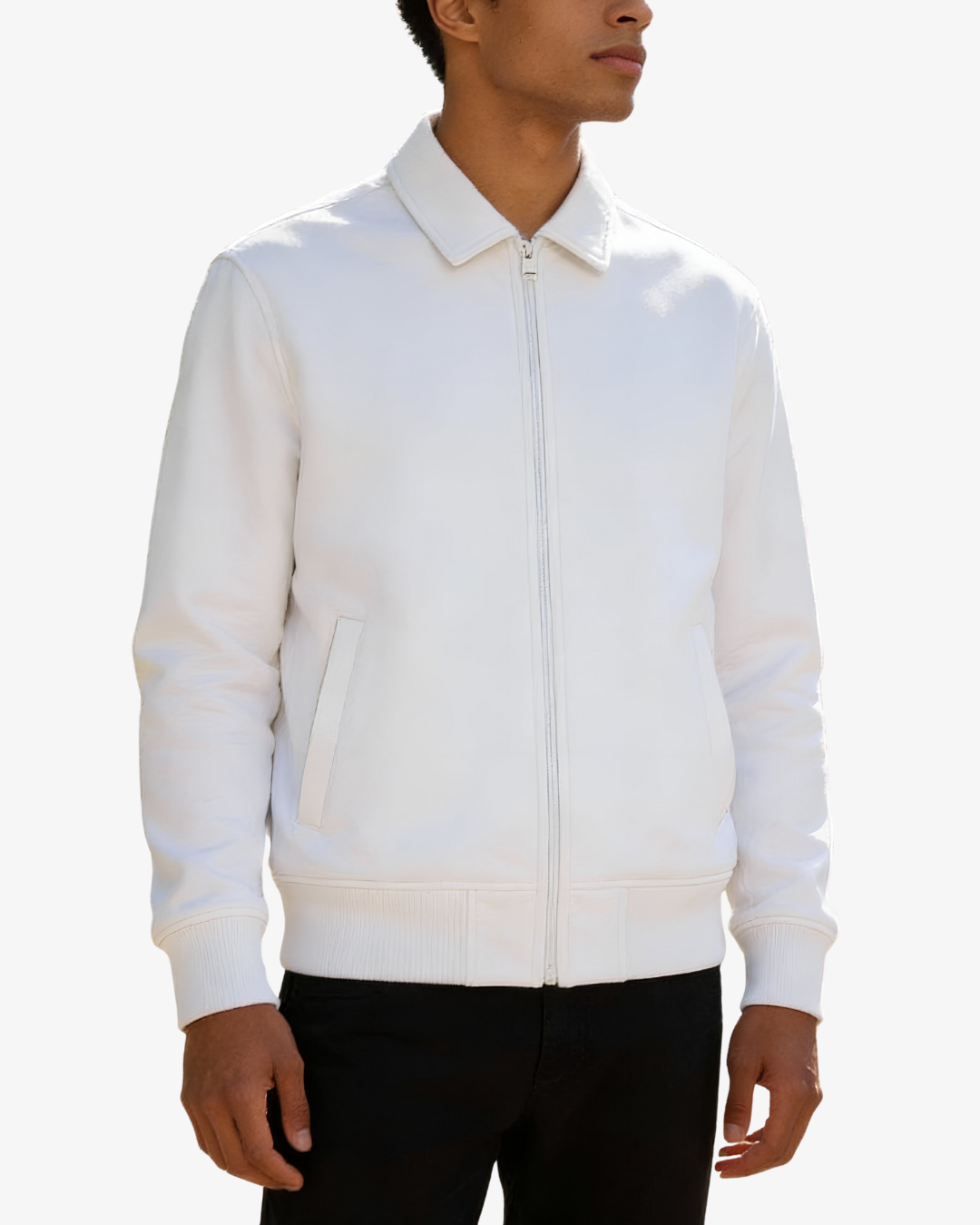 White Fleece Plain Jacket