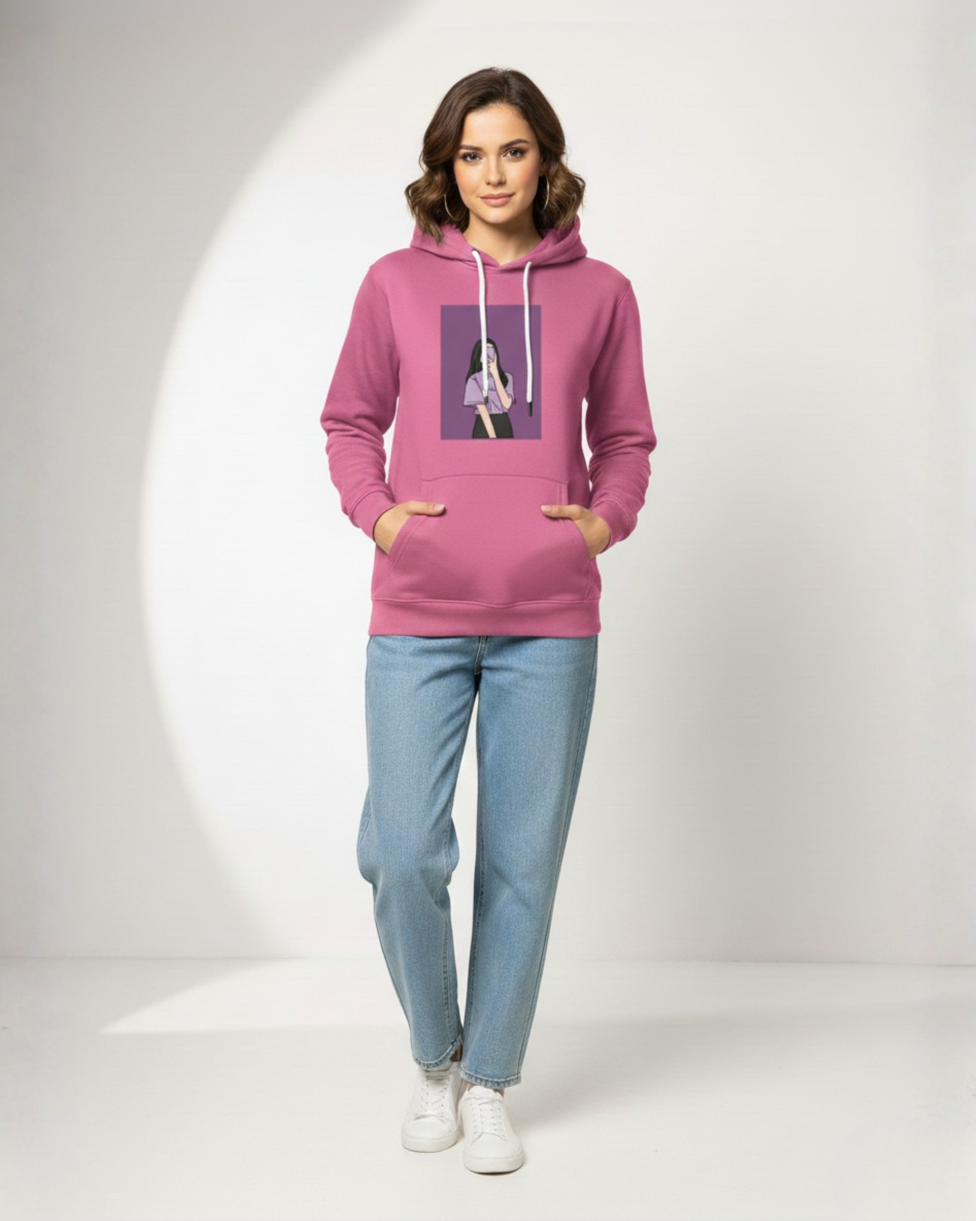 Fleece Printed Pullover Hoodie