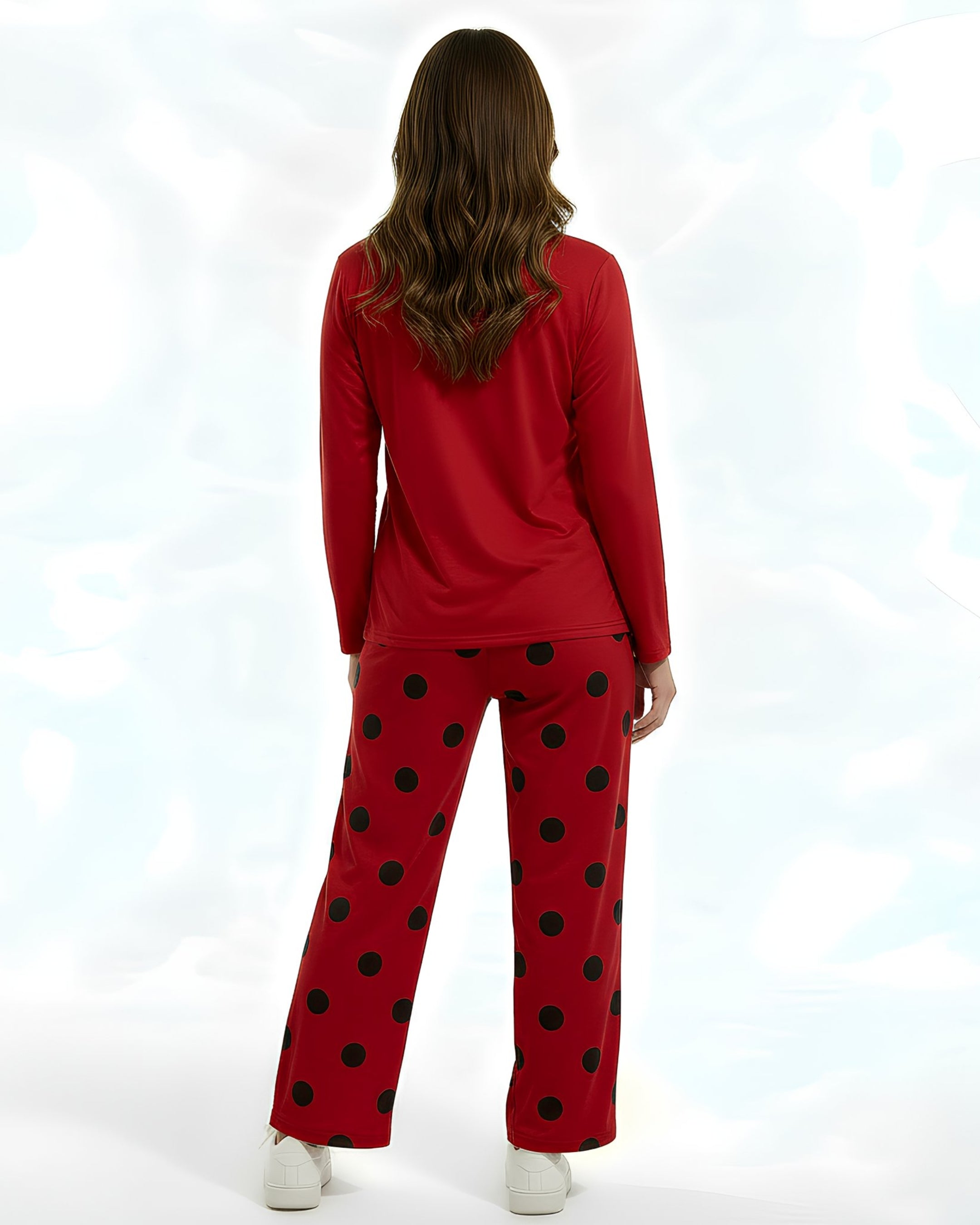 Red Cotton Jersey Printed Night Suit