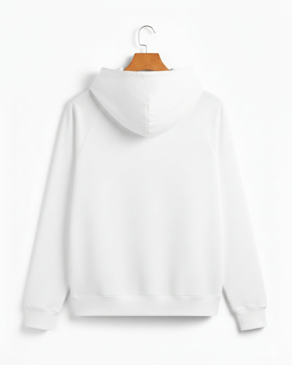 White Fleece Plain Hoodie
