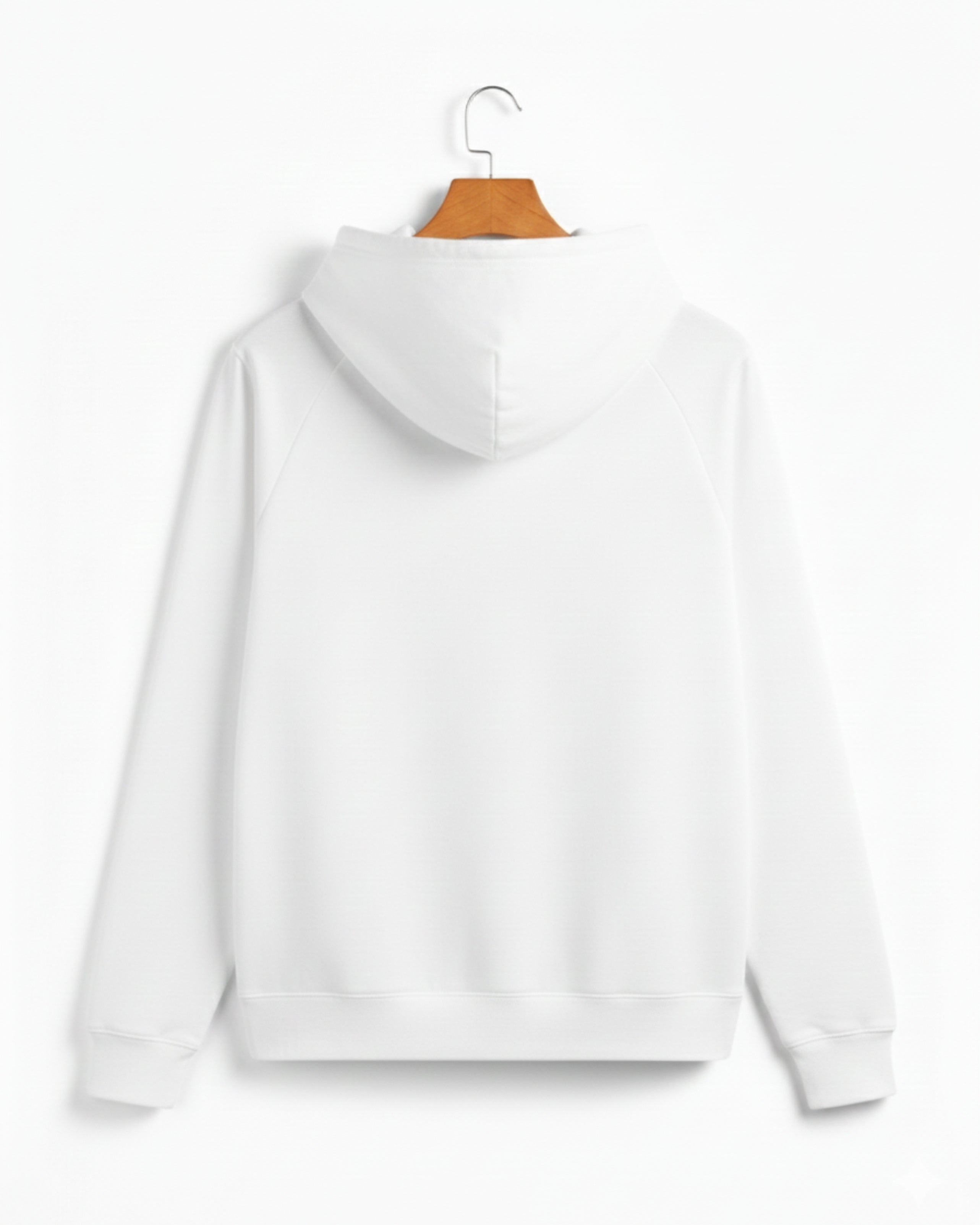 White Fleece Plain Hoodie