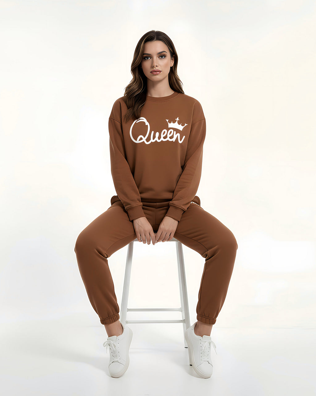 Fleece Printed Sweatshirt Tracksuit