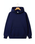 Navy Blue Plain Round Neck Hoodie
